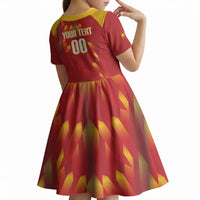 Custom Spain Rugby 2026 Kid Short Sleeve Dress Vamos Los Leones Red Version