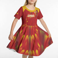 Custom Spain Rugby 2026 Kid Short Sleeve Dress Vamos Los Leones Red Version