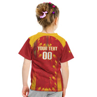 Custom Spain Rugby 2026 Kid T Shirt Vamos Los Leones Red Version