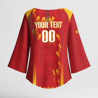 Custom Spain Rugby 2026 Kimono Sleeve Blouse Vamos Los Leones Red Version