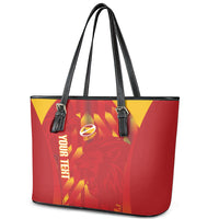 Custom Spain Rugby 2026 Leather Tote Bag Vamos Los Leones Red Version