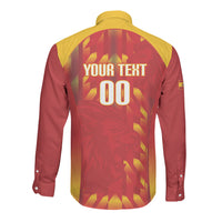 Custom Spain Rugby 2026 Long Sleeve Button Shirt Vamos Los Leones Red Version