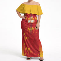Custom Spain Rugby 2026 Off Shoulder Maxi Dress Vamos Los Leones Red Version