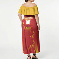 Custom Spain Rugby 2026 Off Shoulder Maxi Dress Vamos Los Leones Red Version