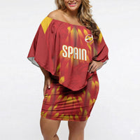 Custom Spain Rugby 2026 Off Shoulder Short Dress Vamos Los Leones Red Version