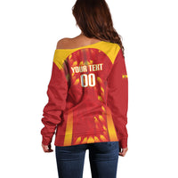 Custom Spain Rugby 2026 Off Shoulder Sweater Vamos Los Leones Red Version