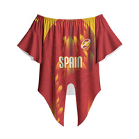 Custom Spain Rugby 2026 Off Shoulder Wrap Waist Top Vamos Los Leones Red Version