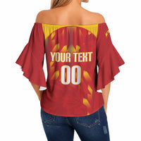 Custom Spain Rugby 2026 Off Shoulder Wrap Waist Top Vamos Los Leones Red Version