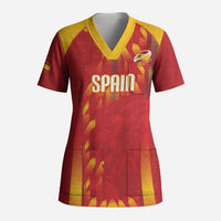 Custom Spain Rugby 2026 Scrub Top Vamos Los Leones Red Version