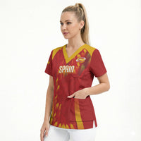 Custom Spain Rugby 2026 Scrub Top Vamos Los Leones Red Version