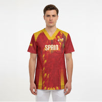 Custom Spain Rugby 2026 Scrub Top Vamos Los Leones Red Version