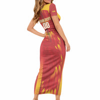 Custom Spain Rugby 2026 Short Sleeve Bodycon Dress Vamos Los Leones Red Version
