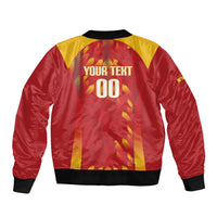 Custom Spain Rugby 2026 Sleeve Zip Bomber Jacket Vamos Los Leones Red Version
