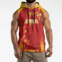 Custom Spain Rugby 2026 Sleeveless Hoodie Vamos Los Leones Red Version