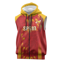 Custom Spain Rugby 2026 Sleeveless Zip Hoodie Vamos Los Leones Red Version