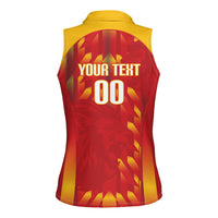 Custom Spain Rugby 2026 Women Sleeveless Polo Shirt Vamos Los Leones Red Version