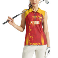 Custom Spain Rugby 2026 Women Sleeveless Polo Shirt Vamos Los Leones Red Version