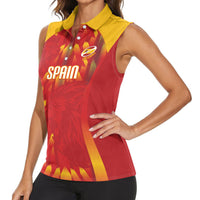 Custom Spain Rugby 2026 Women Sleeveless Polo Shirt Vamos Los Leones Red Version
