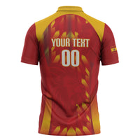 Custom Spain Rugby 2026 Zipper Polo Shirt Vamos Los Leones Red Version