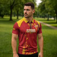 Custom Spain Rugby 2026 Zipper Polo Shirt Vamos Los Leones Red Version
