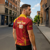 Custom Spain Rugby 2026 Zipper Polo Shirt Vamos Los Leones Red Version
