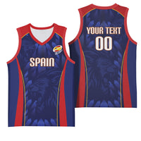 Custom Spain Rugby 2026 Basketball Jersey Vamos Los Leones Blue Version