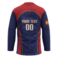 Custom Spain Rugby 2026 Hockey Jersey Vamos Los Leones Blue Version