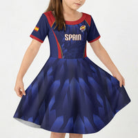 Custom Spain Rugby 2026 Kid Short Sleeve Dress Vamos Los Leones Blue Version