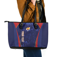 Custom Spain Rugby 2026 Leather Tote Bag Vamos Los Leones Blue Version
