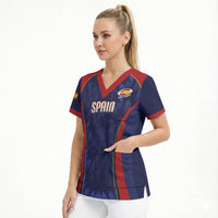 Custom Spain Rugby 2026 Scrub Top Vamos Los Leones Blue Version