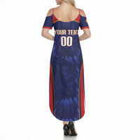 Custom Spain Rugby 2026 Summer Maxi Dress Vamos Los Leones Blue Version