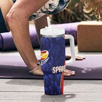 Custom Spain Rugby 2026 Tumbler With Handle Vamos Los Leones Blue Version