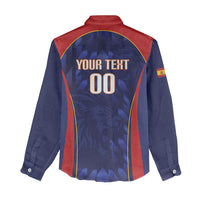 Custom Spain Rugby 2026 Women Casual Shirt Vamos Los Leones Blue Version