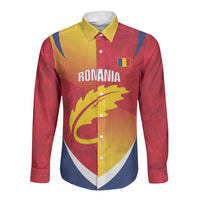 Custom Romania Rugby 2026 Long Sleeve Button Shirt Stejarii Oak Leaf Symbol