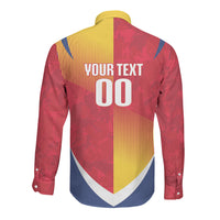 Custom Romania Rugby 2026 Long Sleeve Button Shirt Stejarii Oak Leaf Symbol