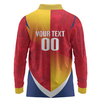 Custom Romania Rugby 2026 Long Sleeve Polo Shirt Stejarii Oak Leaf Symbol