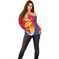 Custom Romania Rugby 2026 Off Shoulder Sweater Stejarii Oak Leaf Symbol