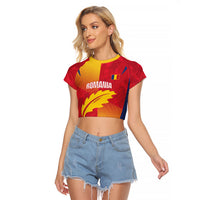 Custom Romania Rugby 2026 Raglan Cropped T Shirt Stejarii Oak Leaf Symbol