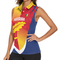 Custom Romania Rugby 2026 Women Sleeveless Polo Shirt Stejarii Oak Leaf Symbol