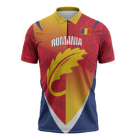 Custom Romania Rugby 2026 Zipper Polo Shirt Stejarii Oak Leaf Symbol