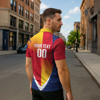 Custom Romania Rugby 2026 Zipper Polo Shirt Stejarii Oak Leaf Symbol