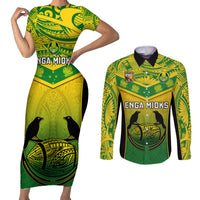 Papua New Guinea Rugby Couples Matching Short Sleeve Bodycon Dress and Long Sleeve Button Shirts Enga Mioks PNG Polynesian Pattern - Wonder Print Shop