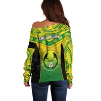 Papua New Guinea Rugby Off Shoulder Sweater Enga Mioks PNG Polynesian Pattern - Wonder Print Shop