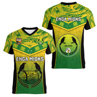 Papua New Guinea Rugby Women V Neck T Shirt Enga Mioks PNG Polynesian Pattern - Wonder Print Shop