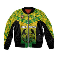 Custom Papua New Guinea Rugby Bomber Jacket Enga Mioks PNG Polynesian Pattern - Wonder Print Shop