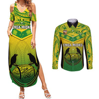 Custom Papua New Guinea Rugby Couples Matching Summer Maxi Dress and Long Sleeve Button Shirts Enga Mioks PNG Polynesian Pattern - Wonder Print Shop