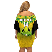 Custom Papua New Guinea Rugby Off Shoulder Short Dress Enga Mioks PNG Polynesian Pattern - Wonder Print Shop
