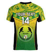 Custom Papua New Guinea Rugby Women V Neck T Shirt Enga Mioks PNG Polynesian Pattern - Wonder Print Shop