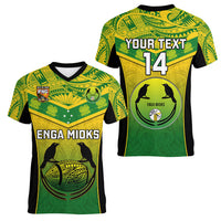 Custom Papua New Guinea Rugby Women V Neck T Shirt Enga Mioks PNG Polynesian Pattern - Wonder Print Shop