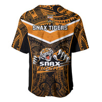 Papua New Guinea Rugby Baseball Jersey Lae Snax Tigers PNG Polynesian Pattern - Wonder Print Shop